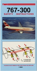 Image: safety information card: TWA (Trans World Airlines), Boeing 767-300
