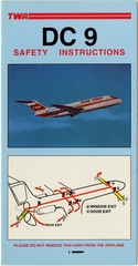 Image: safety information card: TWA (Trans World Airlines), Douglas DC-9