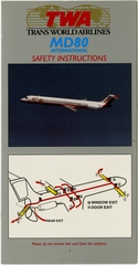 Image: safety information card: TWA (Trans World Airlines), McDonnell Douglas MD-80