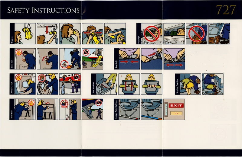 Image: safety information card: TWA (Trans World Airlines), Boeing 727
