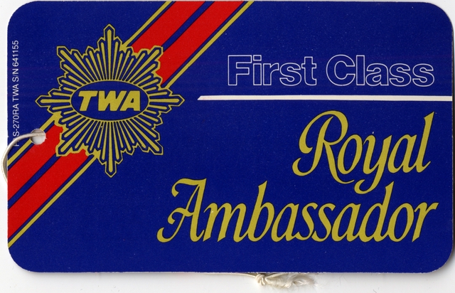 Luggage identification tag: TWA (Trans World Airlines)