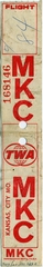 Image: baggage destination tag: TWA (Trans World Airlines)