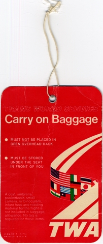 Baggage handling tag: TWA (Trans World Airlines)