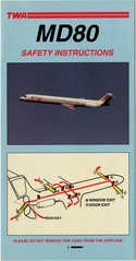 Image: safety information card: TWA (Trans World Airlines), McDonnell Douglas MD-80
