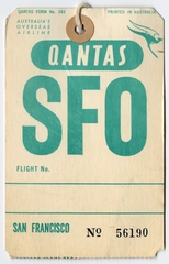 Image: baggage destination tag: Qantas Airways, San Francisco International Airport (SFO)