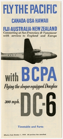 Timetable: British Commonwealth Pacific Airlines (BCPA), transpacific