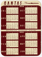 Image: pocket calendar: Qantas Airways, 1954