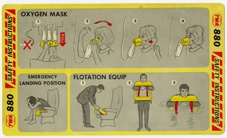 Image: safety information card: TWA (Trans World Airlines), Convair 880