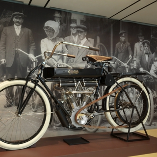 Installation view of "Early American Motorcycle"