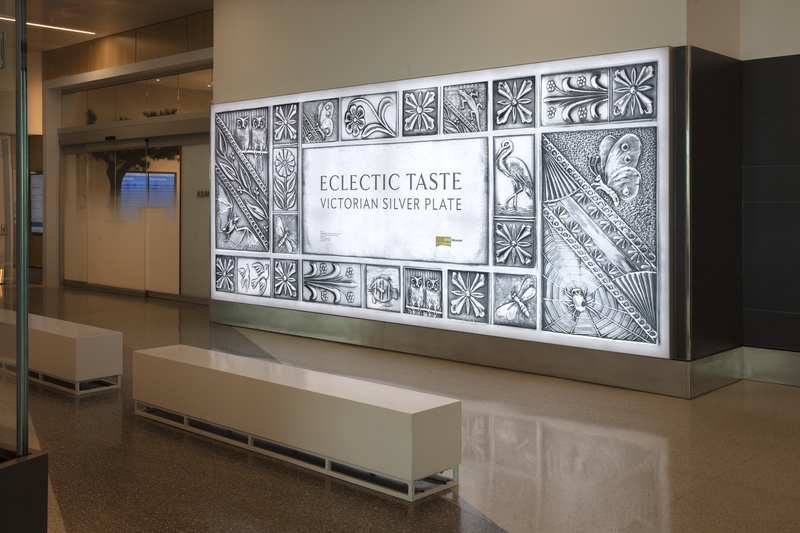 Image: Installation view of "Eclectic Taste: Victorian Silver Plate"