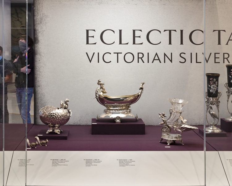 Image: Installation view of "Eclectic Taste: Victorian Silver Plate"