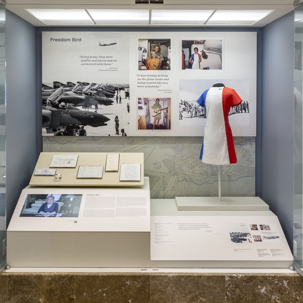 Image: Installation view of "Flying the Freedom Birds: Airlines and the Vietnam War"
