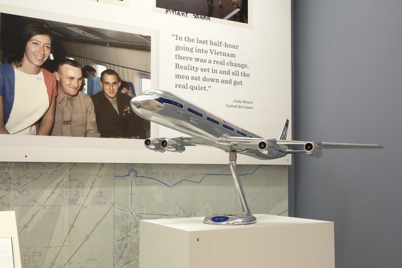 Image: Installation view of "Flying the Freedom Birds: Airlines and the Vietnam War"
