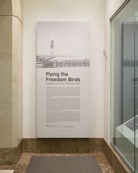 Image: Installation view of "Flying the Freedom Birds: Airlines and the Vietnam War"