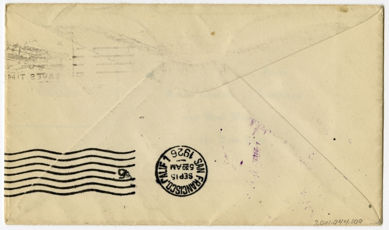 Image: airmail flight cover: first airmail flight, CAM, Seattle - Los Angeles route