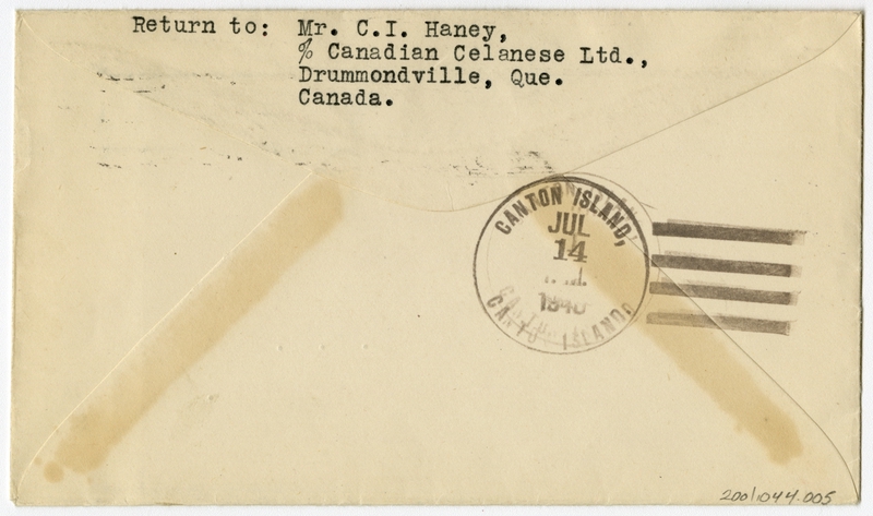 Image: airmail flight cover: United States Air Mail, first airmail flight, FAM-19, Honolulu - Canton Island route