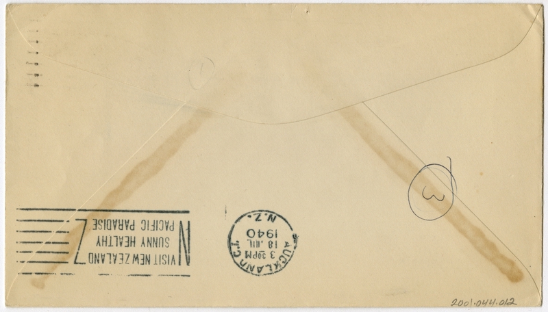 Image: airmail flight cover: United States Air Mail, FAM-19, first airmail flight, San Francisco - Auckland route