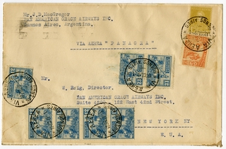 Image: airmail flight cover: Panagra (Pan American-Grace Airways), Buenos Aires - New York