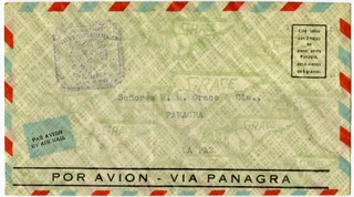 Image: airmail flight cover: Panagra (Pan American-Grace Airways), Tucuman (Argentina) - La Paz route