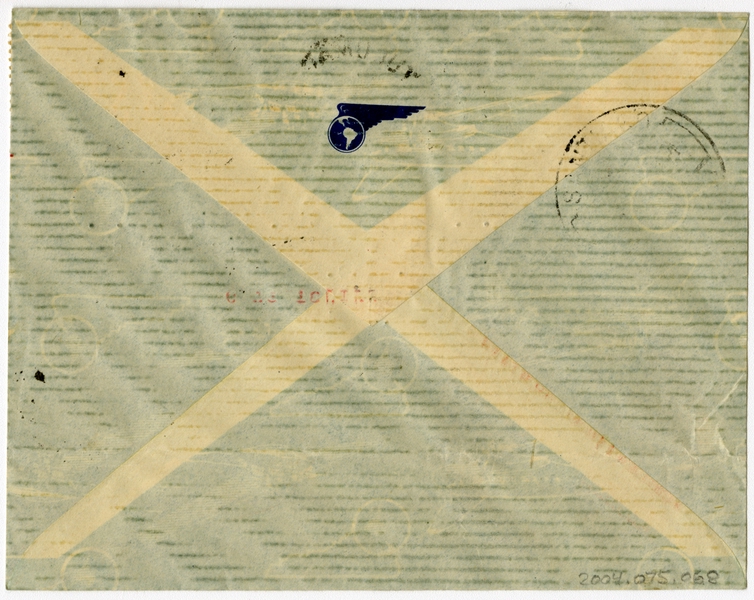 Image: airmail flight cover: Panagra (Pan American-Grace Airways), Tucuman - Santiago route