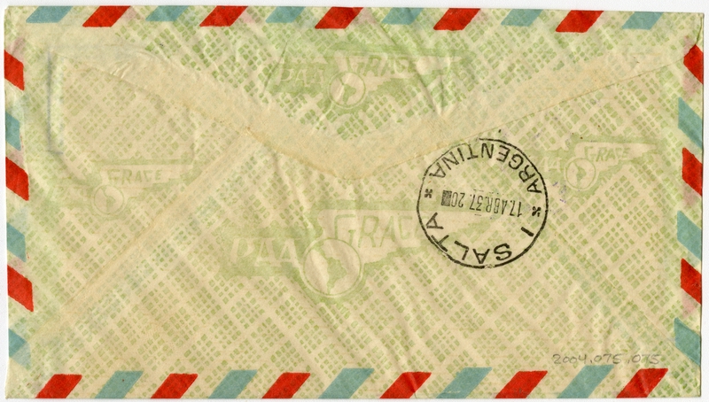 Image: airmail flight cover: Panagra (Pan American-Grace Airways), La Paz - Salta (Bolivia) route