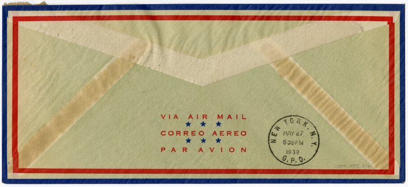 Image: airmail flight cover: Pan American Airways, first airmail flight, Marseilles - United States route