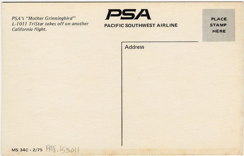 Image: postcard: Pacific Southwest Airlines (PSA), L-1011 TriStar