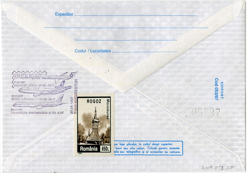 Image: airmail flight cover: World Philatelic Exhibition 1997