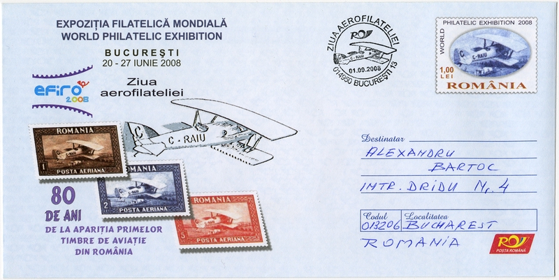Image: airmail flight cover: World Philatelic Exhibition 2008