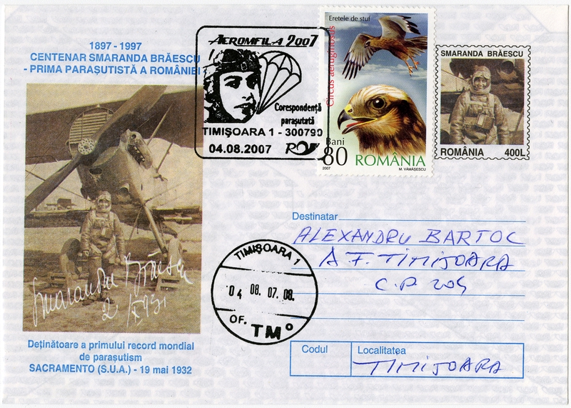 Image: airmail flight cover: Smaranda Braescu