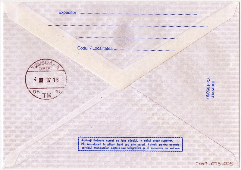 Image: airmail flight cover: Smaranda Braescu
