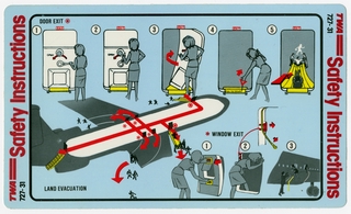 Image: safety information card: TWA (Trans World Airlines), Boeing 727-31