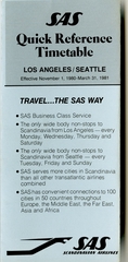 Image: timetable: Scandinavian Airlines System (SAS), quick reference, Los Angeles / Seattle