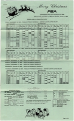 Image: timetable: Pacific Southwest Airlines (PSA), holiday schedule