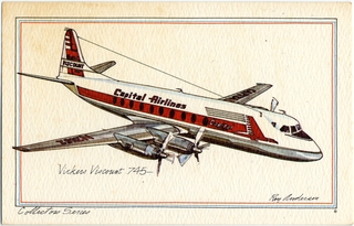 Image: postcard: Capital Airlines, Vickers Viscount 745