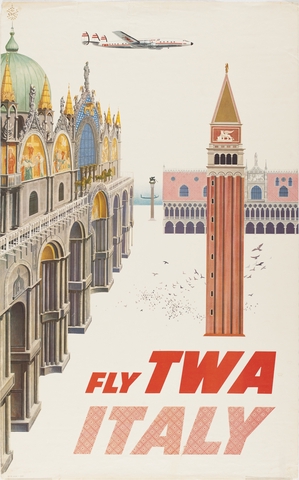 Poster: TWA (Trans World Airlines), Lockheed L-1649 Starliner , Italy