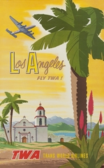 Image: poster: TWA (Trans World Airlines), Lockheed Constellation, Los Angeles