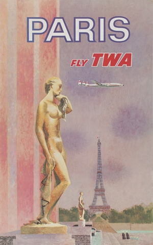 Poster: TWA (Trans World Airlines), Lockheed L-1649 Constellation, Paris