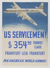 Image: poster: Pan American World Airways, Frankfurt, military fares