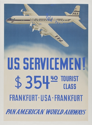 Poster: Pan American World Airways, Frankfurt, military fares