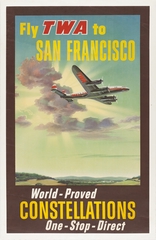 Image: poster: TWA (Trans World Airlines), Lockheed Constellation, San Francisco