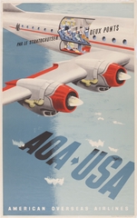 Image: poster: American Overseas Airlines (AOA), Boeing 377 Stratocruiser
