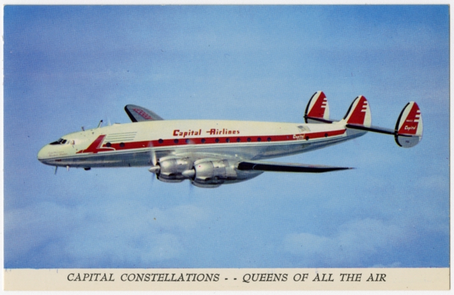 Postcard: Capital Airlines, Lockheed Constellation