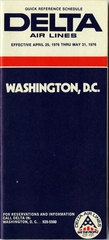 Image: timetable: Delta Air Lines, quick reference, Washington, D.C.