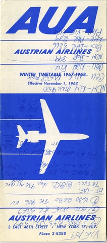 Timetable: Austrian Airlines, winter schedule