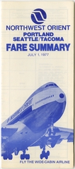 Image: timetable: Northwest Orient Airlines, Portland / Seattle Tacoma