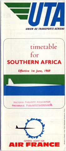 Timetable: UTA (Union de Transports Aériens), southern Africa
