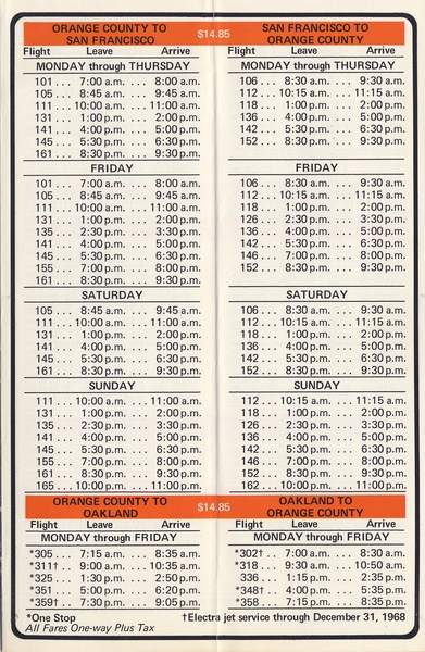 Image: timetable: Air California