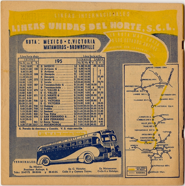 Image: timetable: Guia de Transportes Aeroes y Autotransportes de Mexico, Directorio de Hoteles, Pasaje Correo Express Carga