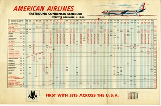 Image: timetable: American Airlines, eastbound condensed